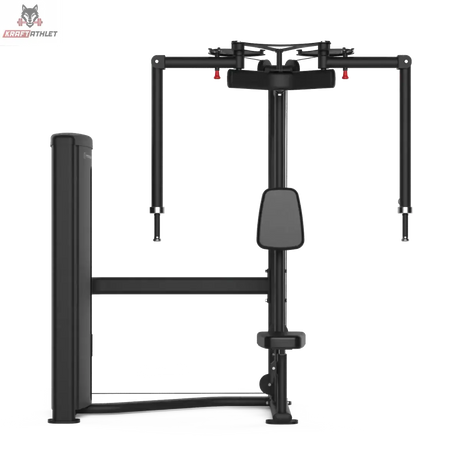 Titanium Strength TF7 Pec Fly und Rear Delt in Frontansicht mit Rückenpolster und beiden Griffarmen, schwarz