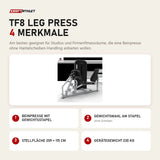 Titanium Strength TF8 Leg Press mit 4 Merkmalen: Beinpresse mit Gewichtsstapel, Gewichtswahl am Stapel, Stellfläche 209 × 115 cm, Gerätegewicht 230 kg
