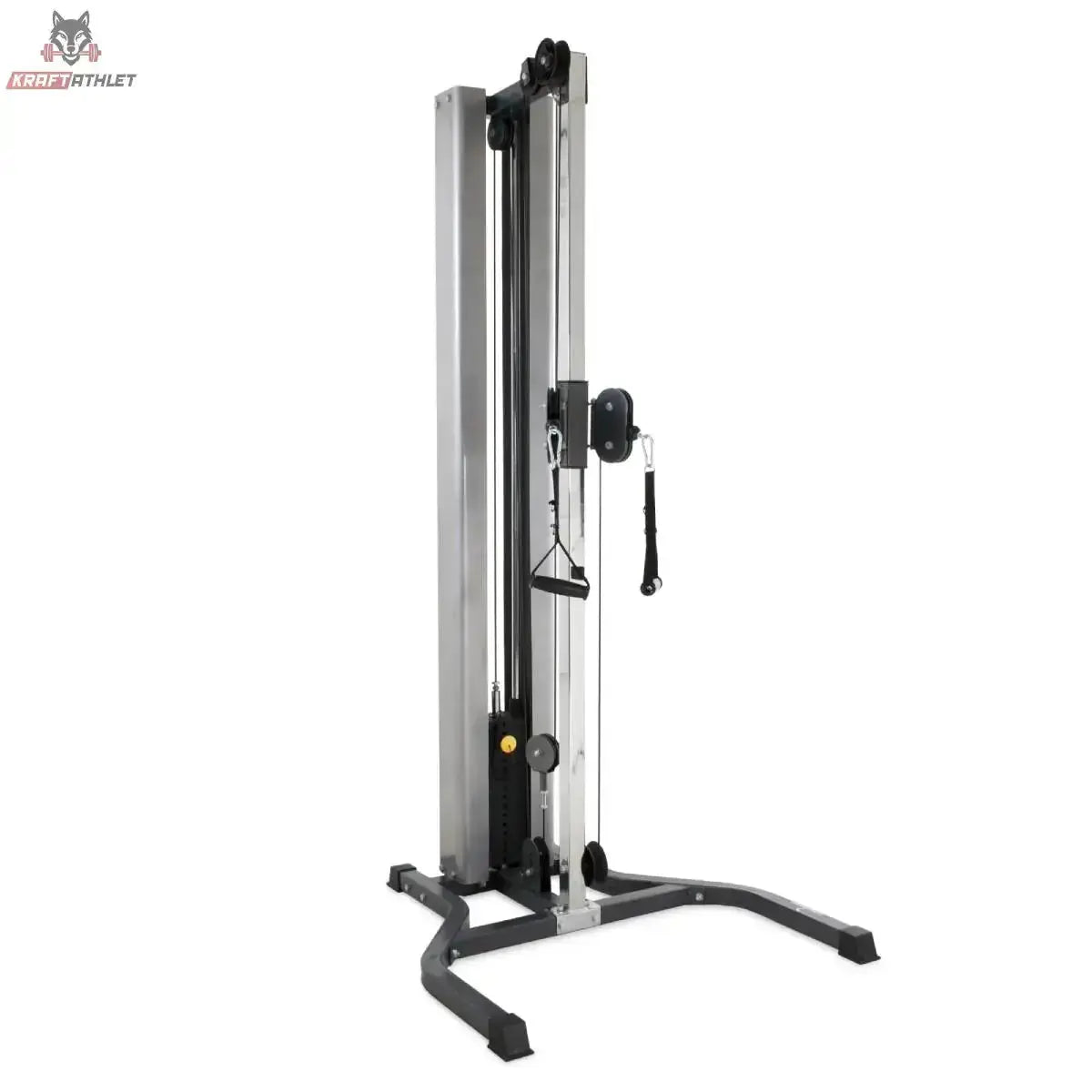 Titanium Strength THL Kabelzugstation: Seitenansicht mit Silbersäule und schwarzem Standfuß