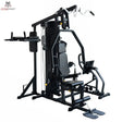 Titanium Strength TM1 Multi-Gym mit Beinpresse in Schrägansicht mit Dipstation, Beinpresse und Latzug