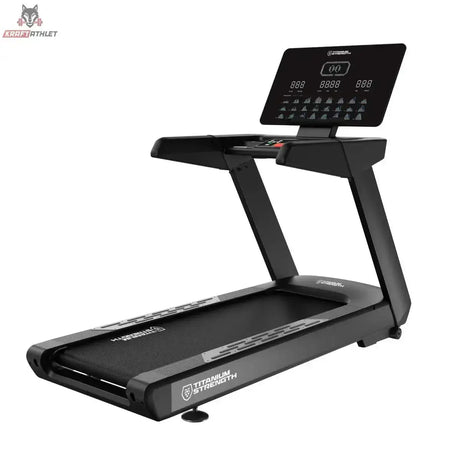 Titanium Strength TM1150 LED Laufband Pro Series in Schwarz, Schrägansicht von links mit Lauffläche