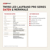 Technische Daten und Merkmale von Titanium Strength TM1150 LED Laufband Pro Series als Tabelle