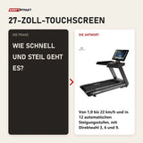 Frage und Antwort zu Titanium Strength TM1150T Laufband Pro Series: Wie schnell und steil geht es?