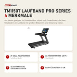 Titanium Strength TM1150T Laufband Pro Series mit 4 Merkmalen: 27-Zoll-Touchscreen, AC-Motor mit max. 4,5 PS, 12 automatische Steigungsstufen, Lauffläche 160 × 57 cm