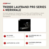Titanium Strength TM2000 Laufband Pro Series mit 4 Merkmalen: Bis 25 km/h, 15 % Steigung und -3 % Gefälle, Lauffläche 163 × 60 cm, Elastomer-Dämpfung