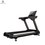 Titanium Strength TM2000 Laufband Pro Series in Schwarz, Schrägansicht mit Display vor dunklem Hintergrund