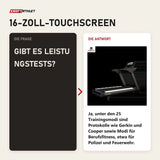 Frage und Antwort zu Titanium Strength TM2000T Laufband mit 16-Zoll-Touchscreen: Gibt es Leistungstests?