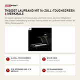 Titanium Strength TM2000T Laufband mit 16-Zoll-Touchscreen mit 4 Merkmalen: 16-Zoll-Touchscreen, Bis 25 km/h, 15 % Steigung und -3 % Gefälle, 25 Trainingsmodi