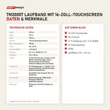 Technische Daten und Merkmale von Titanium Strength TM2000T Laufband mit 16-Zoll-Touchscreen als Tabelle