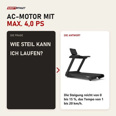 Frage und Antwort zu Titanium Strength TM700 Laufband Pro Series: Wie steil kann ich laufen?