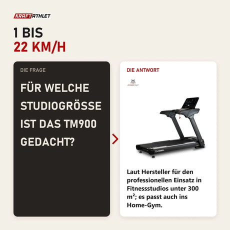 Frage und Antwort zu Titanium Strength TM900 LCD Laufband Performance Series: Für welche Studiogröße ist das TM900 gedacht?
