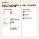 Technische Daten und Merkmale von Titanium Strength TM900 TFT Laufband mit 16-Zoll-Touchscreen als Tabelle