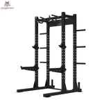 Titanium Strength Half Rack TR60 – Frontansicht mit J-Hooks und Sicherheitsarmen
