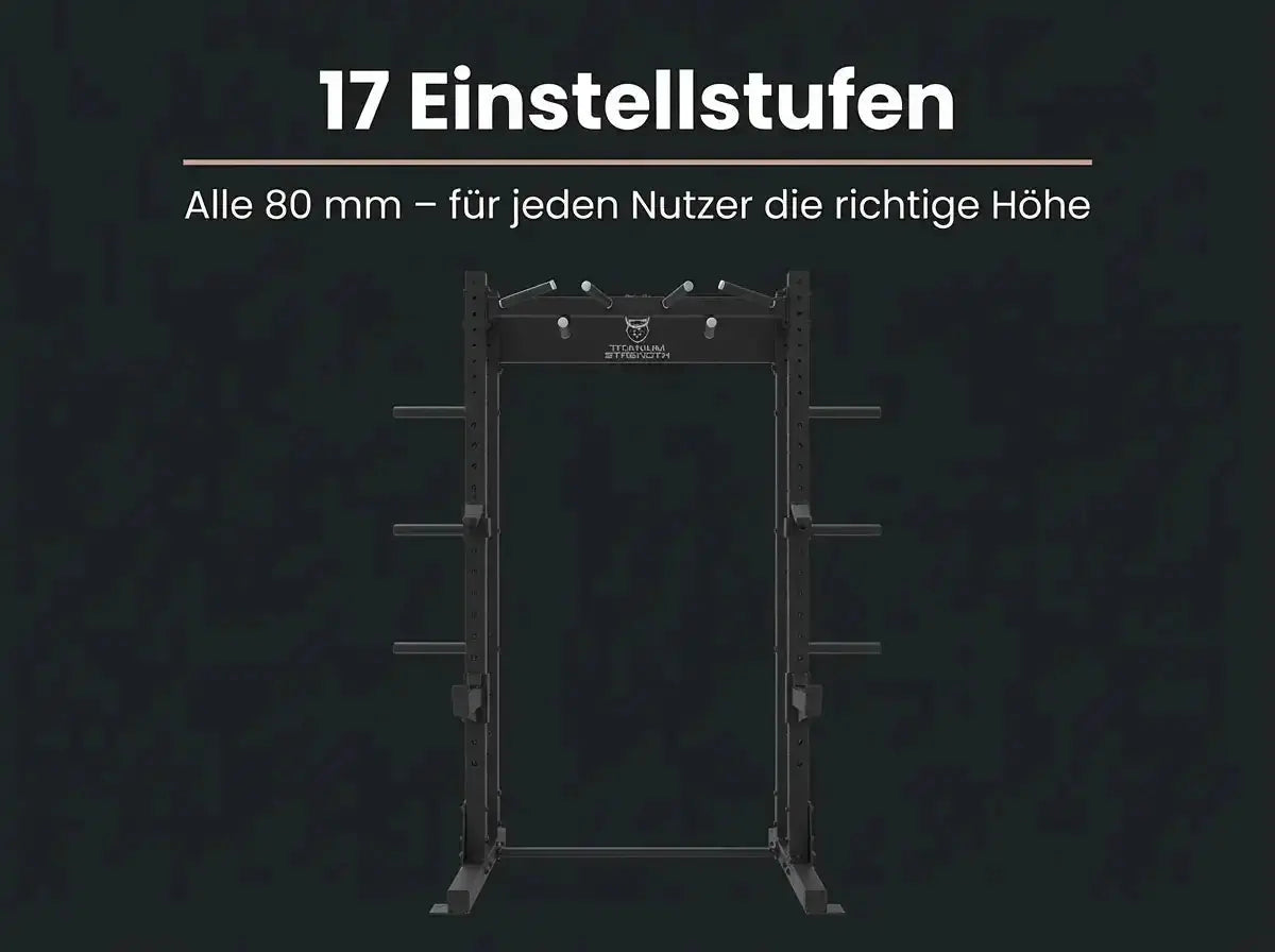 Titanium Strength Half Rack TR60 – Grafik zu den Einstellstufen der Lochreihe