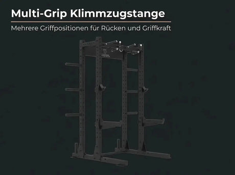 Titanium Strength Half Rack TR60 – Grafik zur Klimmzugstange mit Griffpositionen