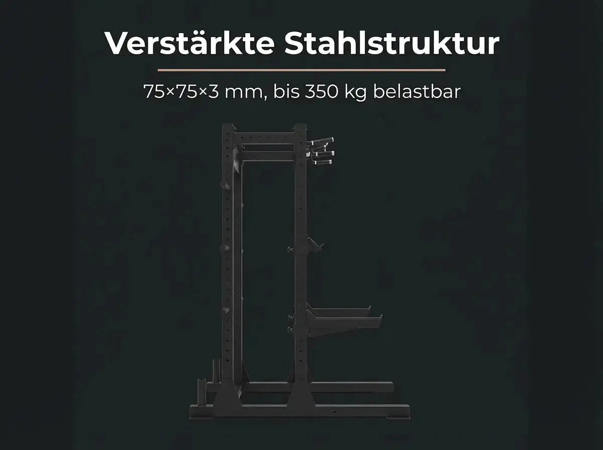 Titanium Strength Half Rack TR60 – Grafik zur verstärkten Stahlstruktur des Rahmens