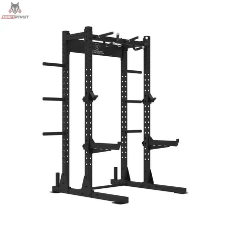 Titanium Strength Half Rack TR60 – Seitenansicht in Schwarz mit Scheibenhaltern