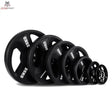 Titanium Strength Tri-Grip Gummischeiben 1,25–25 kg, Reihe schwarzer Scheiben von 25 kg bis 1,25 kg