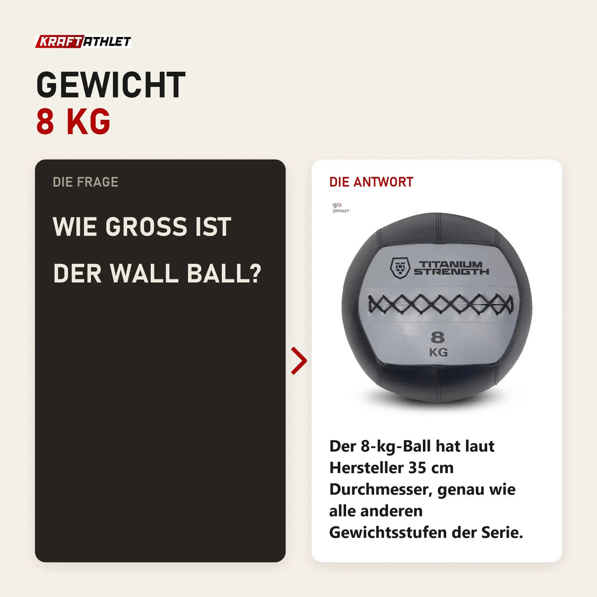 Frage und Antwort zu Titanium Strength TWB8 Wall Ball 8 kg: Wie groß ist der Wall Ball?