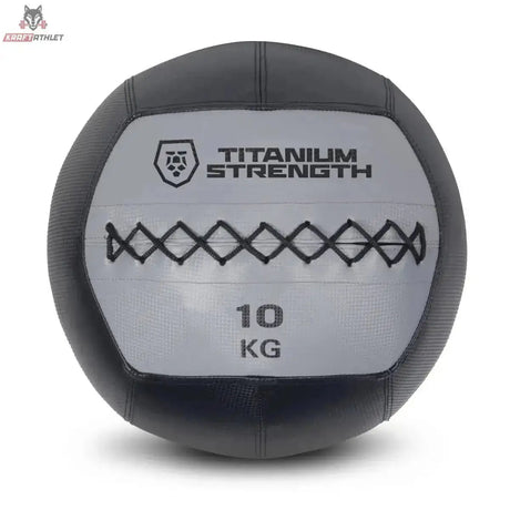 Titanium Strength TWB8 Wall Ball 8 kg, Frontansicht der 10-kg-Variante in Schwarz und Grau