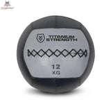 Titanium Strength TWB8 Wall Ball 8 kg, Frontansicht der 12-kg-Variante in Schwarz und Grau