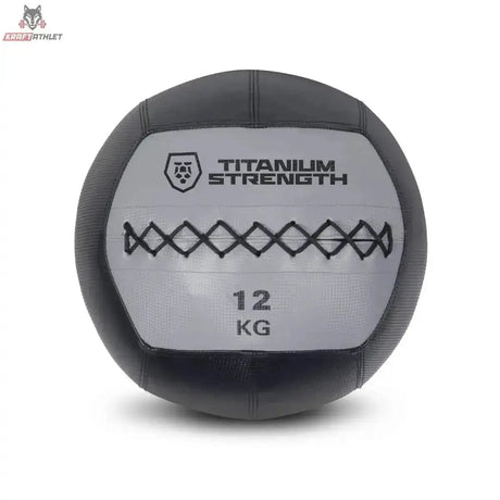 Titanium Strength TWB8 Wall Ball 8 kg, Frontansicht der 12-kg-Variante in Schwarz und Grau