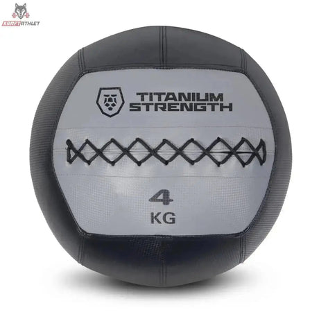 Titanium Strength TWB8 Wall Ball 8 kg, Frontansicht der 4-kg-Variante in Schwarz und Grau