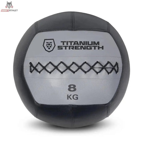 Titanium Strength TWB8 Wall Ball 8 kg, Frontansicht der 8-kg-Variante in Schwarz und Grau