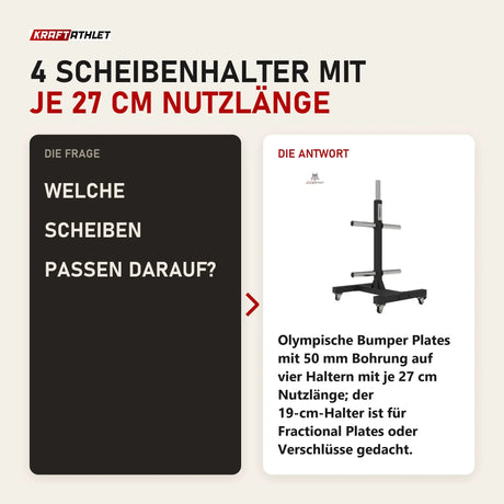 Frage und Antwort zu Titanium Strength Vertikales Bumper Plate Rack VBR10: Welche Scheiben passen darauf?