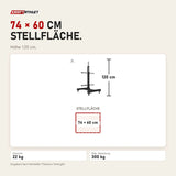 Maßbild Titanium Strength Vertikales Bumper Plate Rack VBR10: Stellfläche 74 × 60 cm, Höhe 120 cm