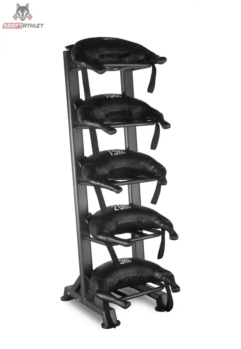 Titanium Strength Vertikales Rack für Sandbags bestückt mit Sandbags, Seitenansicht