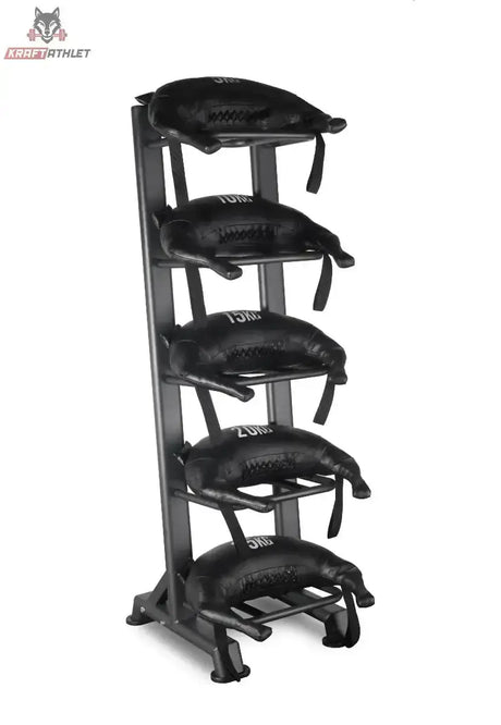 Titanium Strength Vertikales Rack für Sandbags bestückt mit Sandbags, Seitenansicht