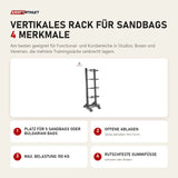 Titanium Strength Vertikales Rack für Sandbags mit 4 Merkmalen: Platz für 5 Sandbags oder Bulgarian Bags, Offene Ablagen, Max. Belastung 150 kg, Rutschfeste Gummifüße