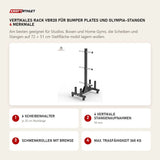 Titanium Strength Vertikales Rack VBR20 für Bumper Plates und Olympia-Stangen mit 4 Merkmalen: 6 Scheibenhalter, 4 vertikale Stangenaufnahmen, Schwenkrollen mit Bremse, Max. Tragfähigkeit 360 kg