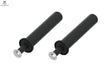 Titanium Strength WP1 Weight Plate Pegs: zwei schwarze Scheibenhalter mit silbernen Befestigungsbolzen, Schrägansicht