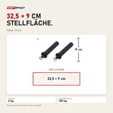 Maßbild Titanium Strength WP2 Weight Plate Pegs X Line: Stellfläche 32,5 × 9 cm, Höhe 19 cm