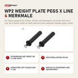 Titanium Strength WP2 Weight Plate Pegs X Line mit 4 Merkmalen: Scheibenablage direkt am X-Line-Rack, Höchstbelastung 120 kg, Kompatibel mit 8 Racks der X Line, Einfach zu montieren und abzunehmen