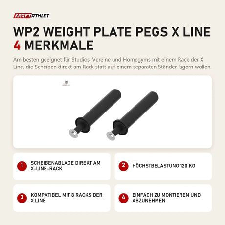 Titanium Strength WP2 Weight Plate Pegs X Line mit 4 Merkmalen: Scheibenablage direkt am X-Line-Rack, Höchstbelastung 120 kg, Kompatibel mit 8 Racks der X Line, Einfach zu montieren und abzunehmen