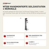 Titanium Strength WT200 Wandmontierte Seilzugstation mit 4 Merkmalen: Wandmontage, Zwei unabhängige Züge, 95-kg-Gewichtsturm, 2:1 oder 1:1