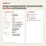 Technische Daten und Lieferumfang von Titanium Strength WT200 Wandmontierte Seilzugstation als Tabelle