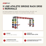 Titanium Strength X Line Athletic Bridge Rack DR50 mit 4 Merkmalen: 2 Racks, Doppelte Monkey-Bars-Leiter, Lageranschlüsse, Suspensionstraining für mehrere Athletinnen und Athleten