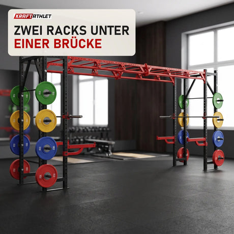 Titanium Strength X Line Athletic Bridge Rack DR50 in einem fertig eingerichteten Studio mit dunklen Wänden und Gummiboden