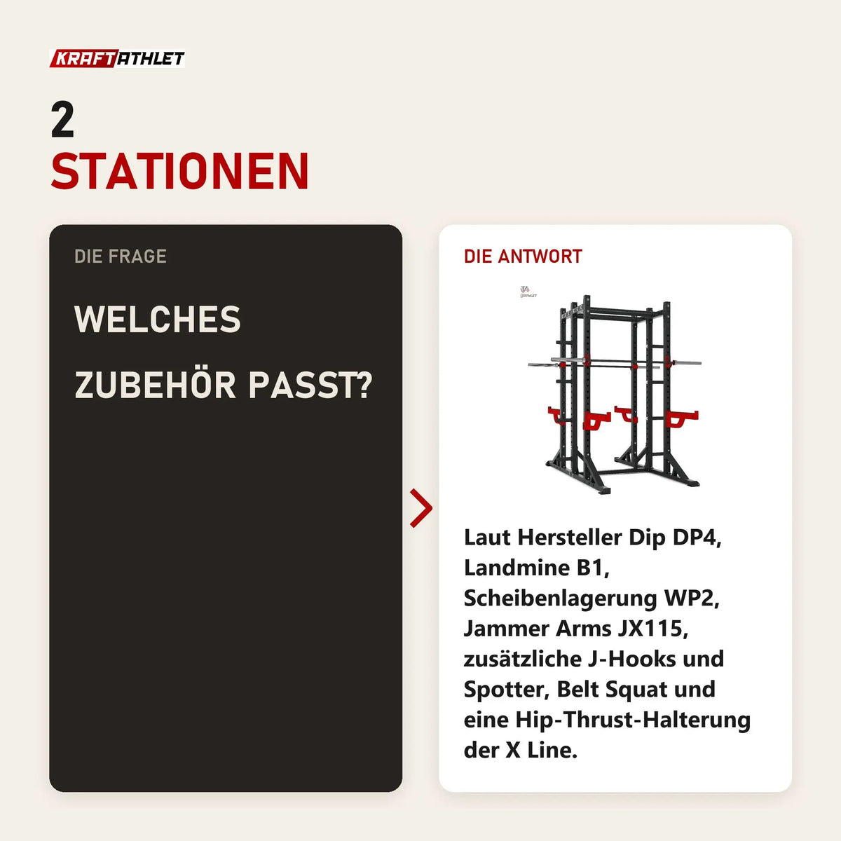 Frage und Antwort zu Titanium Strength X Line Athletic Combo Rack RA20: Welches Zubehör passt?