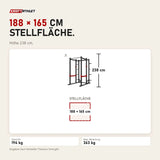Maßbild Titanium Strength X Line Athletic Power Cage RA30: Stellfläche 188 × 165 cm, Höhe 238 cm
