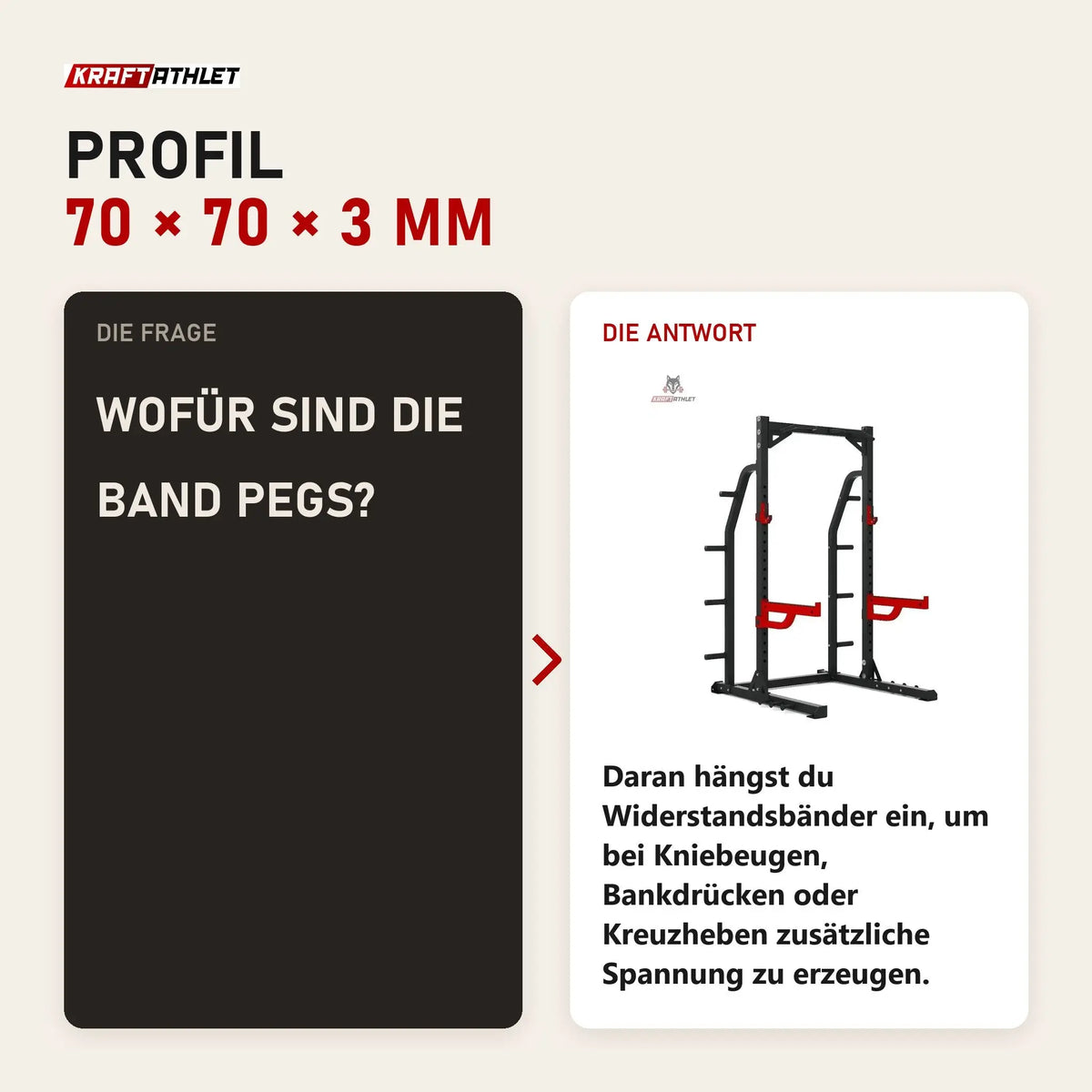Frage und Antwort zu Titanium Strength X Line HD Half Rack RH80: Wofür sind die Band Pegs?