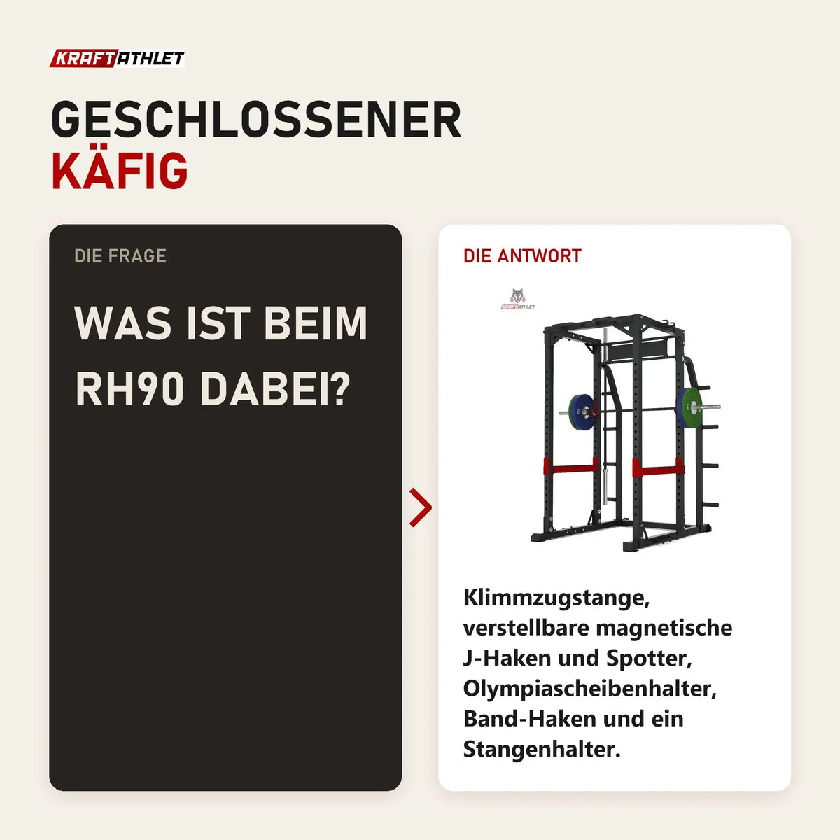 Frage und Antwort zu Titanium Strength X Line HD Heavy Duty Power Rack RH90: Was ist beim RH90 dabei?