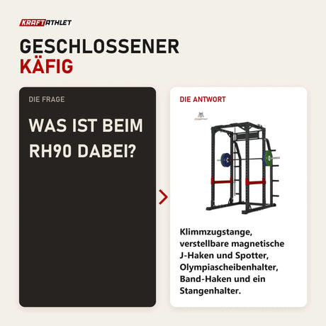 Frage und Antwort zu Titanium Strength X Line HD Heavy Duty Power Rack RH90: Was ist beim RH90 dabei?