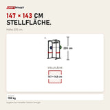 Maßbild Titanium Strength X line HD Power Rack RP50: Stellfläche 147 × 143 cm, Höhe 235 cm