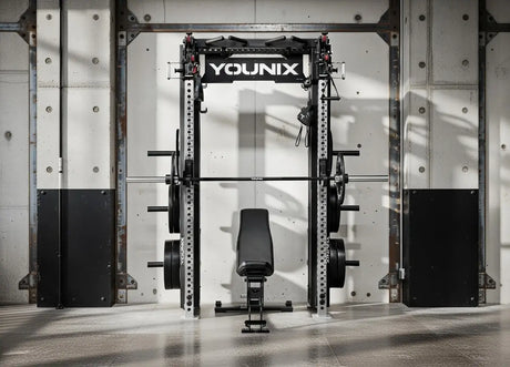 Younix Cable Rack Bundle Kabelzug-Komplettpaket, in einem Loft mit Betonwänden und seitlichem Licht