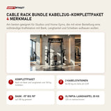 Younix Cable Rack Bundle Kabelzug-Komplettpaket mit 4 Merkmalen: Komplettpaket, 2 Kabelstationen, Bank -15° bis 90°, Olympia-Langhantel 20 kg